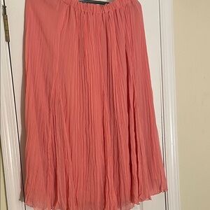 Elegant Coral Cotton lined Pleated Skirt L 18”X 33”
